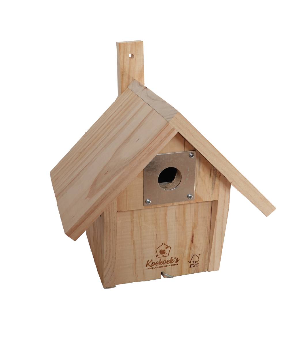 Vogelhuisje met camera – Bungalow – zijkant Vogelhuisje met camera – Bungalow – zijkant