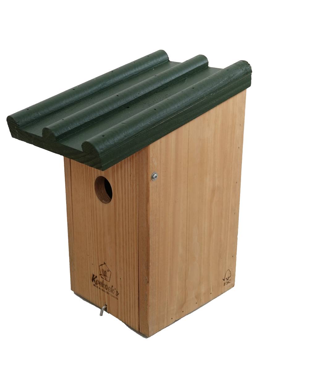 Vogelhuisje met camera – Golfdak groen – zijkant Vogelhuisje met camera – Golfdak groen – zijkant