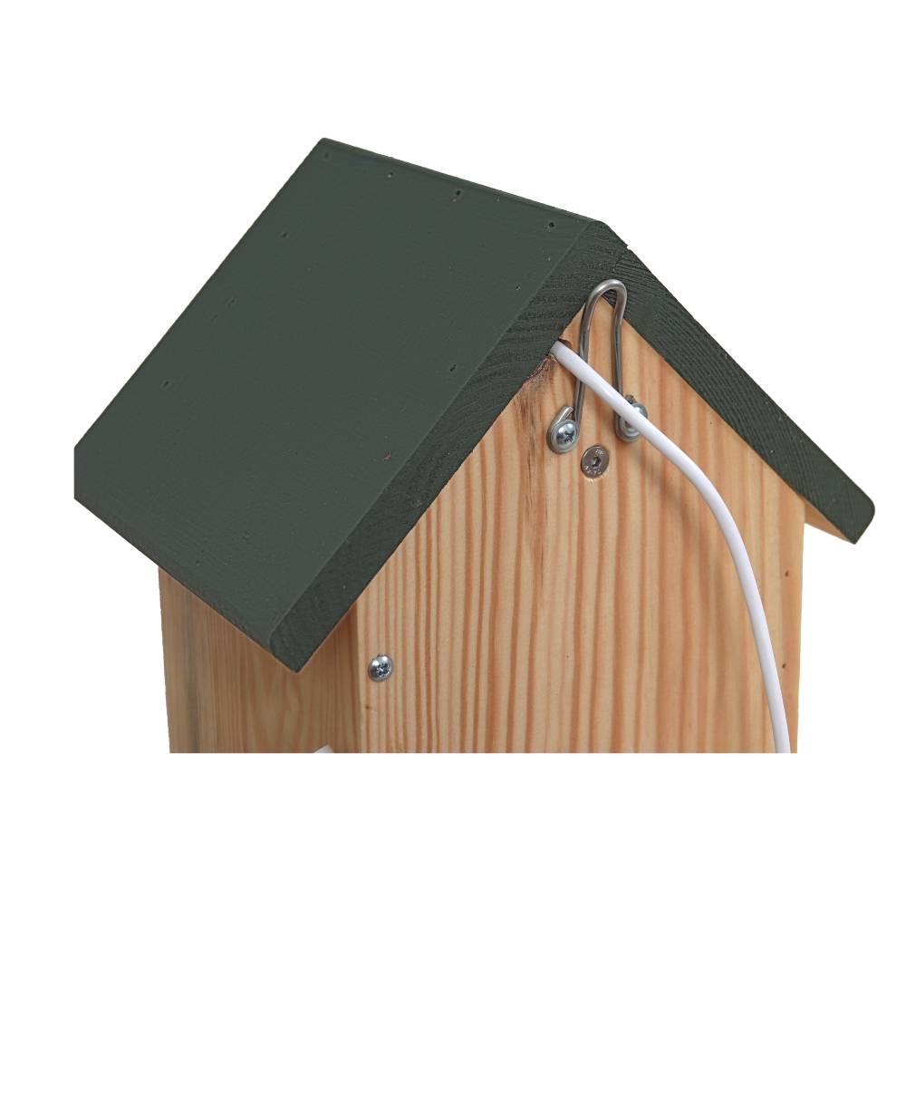 Vogelhuisje met camera – normaal groen dak – achterkant Vogelhuisje met camera – normaal groen dak – achterkant