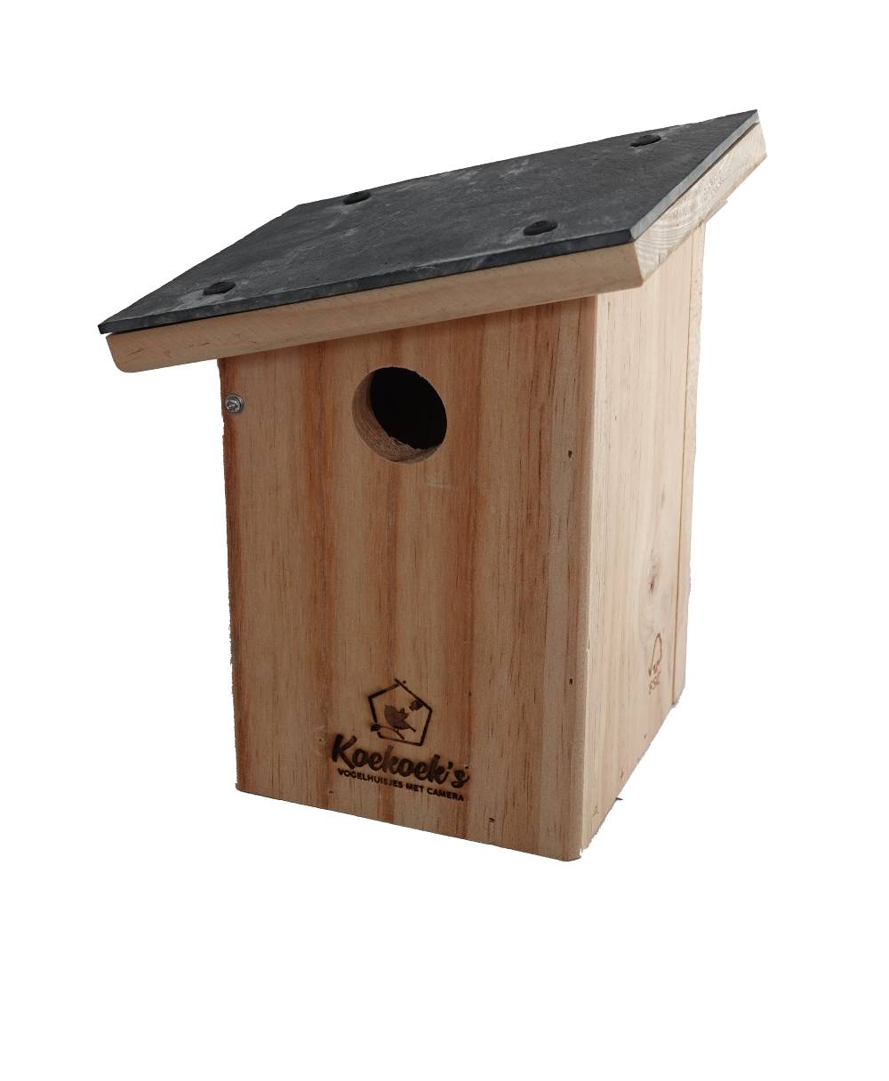 Vogelhuisje met camera – stenen dak – zijkant 2 Vogelhuisje met camera – stenen dak – zijkant 2